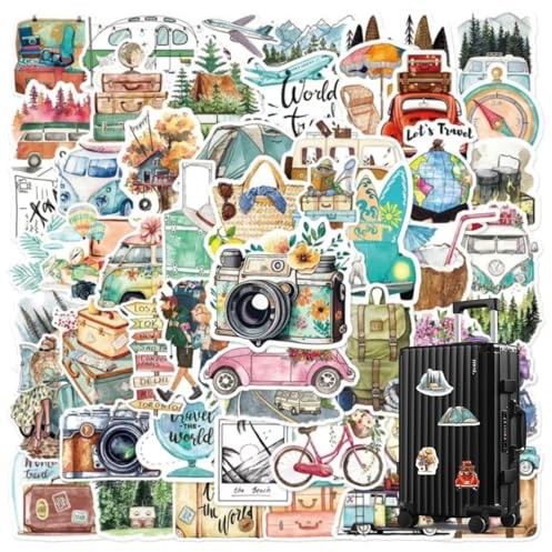 Scrapbook Stickers,Travel Sticker für Fotoalbum und Journaling,Vielseitige Aufkleber für Reisen,Koffer & Scrapbooking,Outdoor Graffiti Sticker mit Vintage Design,Outdoor-Reise Aufkleber Fotoalbum(100)