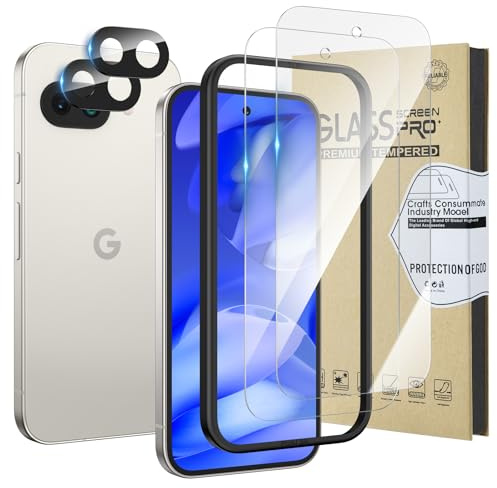 HWeggo 2 pezzi Vetro Temperato per Google Pixel 9A con 2 pezzi Fotocamera Protezione Pellicola Fotocamera Accessori [per Impronte Digitali],Installazione Facile,9H durezza HD
