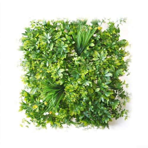 Honseadek 50 x 50 cm künstliche Blumen-Wandpaneele, hochwertige künstliche Pflanzen, UV-beständig, realistisches grünes Laub für Innen- und Außenbereich, Gartenzäune, Dekoration (D)