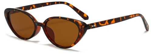 LJCZKA Retro Ovale Sonnenbrille für Damen Herren, 90er Kleine Katzenauge Sonnenbrille Mode y2k Oval Rahmen Brille mit UV Schutz