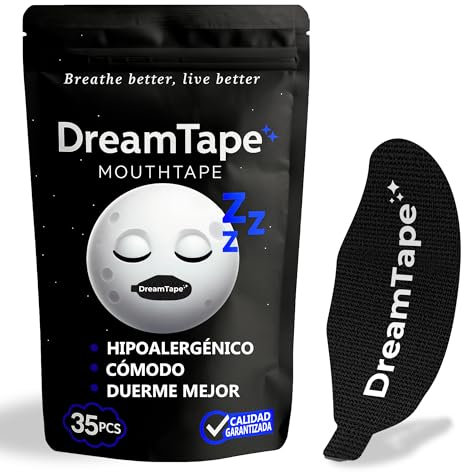 DreamTape® Mouth Tape 35 uds Premium – Cinta Bucal para Dormir – Mouth Tape for Sleeping – Reduce ronquidos, boca cerrada, tiras bucales cómodas, parche boca dormir – pegatinas para no roncar (Neutro)