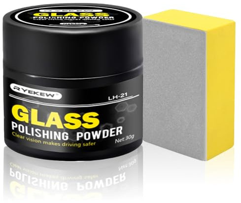 Polvere per lucidatura vetro, Auto Rimuovi Graffi, Lucidante per vetri, Polvere auto rimuovi graffi, Detergente per polvere di lucidatura, detergente per vetri, rimozione graffi e parabrezza, 30g
