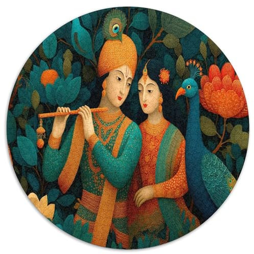 Puzzle Flûte, Paon, gopis pour Adultes,1000pcs (67.5x67.5cm),Jeu Éducatif,décoration De La Maison,Éléments folkloriques