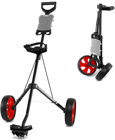 GOPLUS Golf Trolley, Golftrolley 2 Rad Klappbar, mit verstellbarem Gurt, bequem Griff & Fußbremse, Golfwagen mit Anzeigetafel, Golfcaddy Golf Push Cart (Grün)