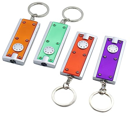 Kalttoy 4 st mini LED nyckelring små ljus ficklampor ficklampa nyckelring i blandade färger