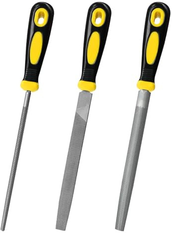 TAIANJI Metal File Set, 3 Pcs 8 inch Carbon Steel File for Metal Includes Flat, Half-Round, Round for Metal Wood Plastic Fine Finishing