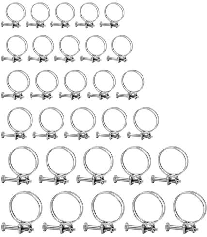 Rebanky 30 Pièces Collier de Serrage Double Fil Réglables de 6 Modèles Collier de Serrage Métallique Double en Acier Inoxydable double Pince pour Tuyaux 14-17/16-19/21-25/28-32/32-36/36-40 mm