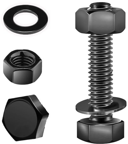 15-Piece M8 Nylon Bolt and Nut Set, Anti-Vibration Locking Hex Nut Kit for Machinery, Electronics, Furniture, Ships, Automobiles