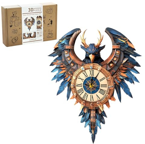 Lilcubics 3D Holzpuzzles für Erwachsene Modellbausätze Thunderbird Uhr, Mechanische Modellbausätze DIY Hobbys für Frauen Männer, Vintage Uhr Puzzle Idee Geschenke für Erwachsene Handwerk Geschenk