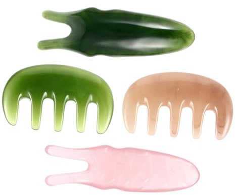 VALICLUD Peignes De Massage 4 Pièces Rose Peigne à Gratter Multifonction, Fourche y Pour Massage Yeux Et Nez, Outil De Soin Visage Et Cuir Chevelu, Accessoires Beauté Portables Pour Usage Quotidien