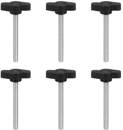 PATIKIL 6Pcs Vis À Ailettes Tee M5 X 50mm Boulons À Poignée Mécanique Noir | En Acier Au Carbone Pour Enlever Remplacer Serrage Manuel, Boutons De Serrage Alimentation