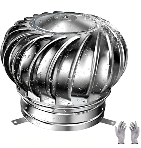Comignolo Girevole, Cappello Eolico Rotante in Acciaio Inox 304, Comignolo Canna Fumaria 100 160 200 300 400 500mm, Cappello Antipioggia Tetto, Cappuccio for Camino di Sfiato(300mm/11.8in)