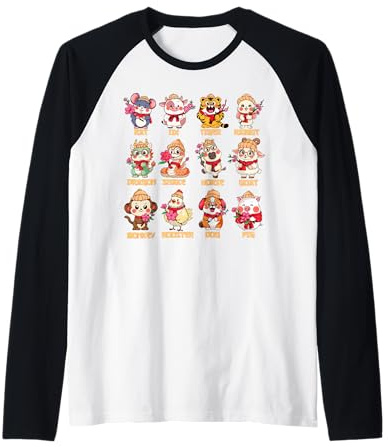 Année du Cheval Zodiaque Chinois Animal Signes Lunaire Nouvel an Manche Raglan