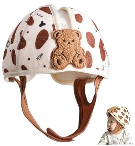 Baby-Schutzhelm, atmungsaktiver Baby-Kopfschutz zum Krabbeln und Gehen, kollisionssicherer, Leichter, erweiterbarer, Verstellbarer, verdickter Helm, Kaffeebär