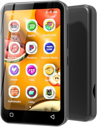 TIMMKOO 80GB Kids MP3 Player with Bluetooth and WiFi, Parental Controls, 4 Music Player with Spotify, Audible Up to 1TB (Black)