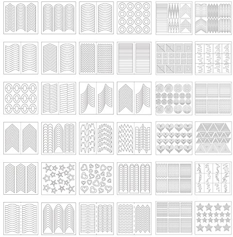 1275 Pièces 49 Designs Autocollants à Ongles Française Stencil Stickers, 36 Feuilles