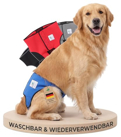 NATURE PET Premium Läufigkeitshose für Hündinnen – Hochwertige & Bequeme Hundewindeln für Hündinnen & Rüden – Waschbare Inkontinenz-Hundewindel ohne Einfädeln der Rute – M–L/Blau