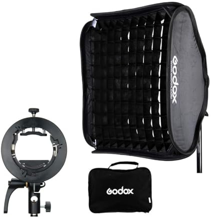 Godox S2 Speedlite Support pour boîte à lumière 80 cm x 80 cm Support pour Godox V1, AD200Pro, AD200, AD400Pro, V860II, TT350, W/Pergear Diffuseur