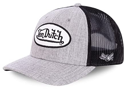 Von Dutch Cap Herren und Damen, Trucker Terry, Grau TERR | Unisex, Erwachsene 55,5-60cm, Verschluss Snapback, Schweißband, Steifes Mesh, Gebogener Schirm, Vintage