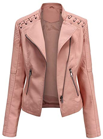 YYNUDA - Giacca da donna in ecopelle, elegante, con cerniera, da motociclista, classica, corta