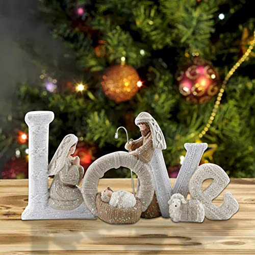 courti LOVE/FAMILY Holy Family Xmas Nativity Scene 3 Figures For People Who Love The Holy Family, The Healing Corner, Christmas Nativity Set Xmas Decoration, Resin