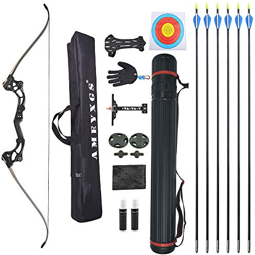 SHARROW 64 Zoll Take Down Recurvebogen Profi Bogenschießen Pfeile Bogenset 30-55lbs Rechtshand Jagdbogen für Erwachsene Sportbogen Bogensportler, Recurve Bögen mit Zubehör (45LBS)