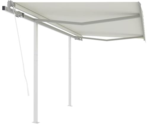 vidaXL Toldo retráctil automático con Postes Crema 3x2,5 m