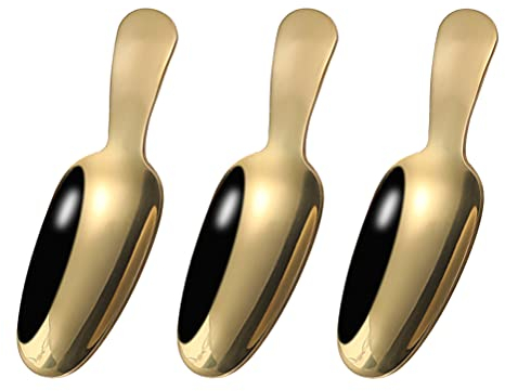 UPKOCH 3 Stücke Gold Edelstahl Löffel Goldene Dessertlöffel Teeschaufel Eislöffel Teelöffel Tee Schäufelchen Kaffeelöffel Mehlschaufel Mini Schaufel Weihnachten Kinder Salat Besteck für Gewürz Salz