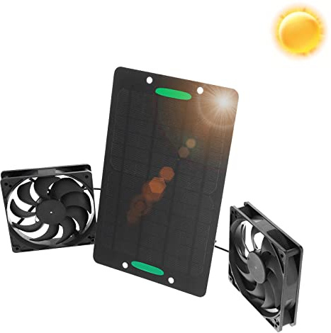 Solarpanel Lüfter Kit, 10W 800MA Solarbetriebener Ventilator, Wasserdichter Abluftventilator Monokristallines Silizium Solarpanel für Wohnmobil-Gewächshäuser, Schuppen, Haustierhäuser