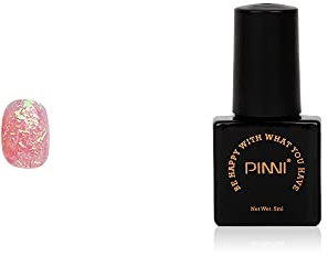 PINNI Pastel Colors Glitter Gel Nail Polish, Candy Colors, Semi-permanent UV LED Manicure Gel Nail Lacquer for Nail Art Nail Design, 5ml, Peach