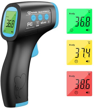 Thermometer for Adults, No Touch Forehead Thermometer for Adults and Children, Digital Infrared Body Thermometers for Kids, Baby Thermometer with High Temperature Alarm Instant Accurate Reading