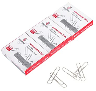 PAPERPAL Paperclips for Office School & Personal Use, #1 Nonskid Paper Clip (1-2/7), 2000 Medium Paper Clips (20 Boxes of 100 Each), Silver