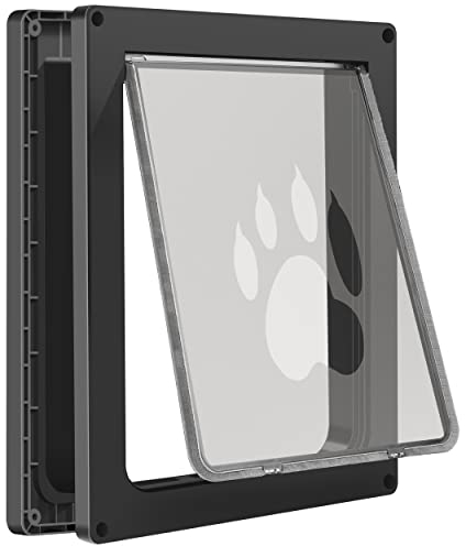 CEESC Hundeklappe für große Hunde, Wetterfeste Pet Door für Katzen und Hunde bis zu 45 KG, Haltbare, Snap-In Schließplatte Inklusive, Geeignet für Innen- und Außentüren (groß, schwarz