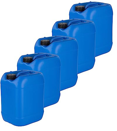 kanister-vertrieb® 5 x 20 L Kanister Wasserkanister Kunststoffkanister BPA-frei blau DIN61+ Etiketten