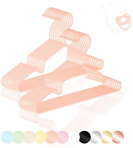 ROW&LINE® – Kinder Kleiderbügel (30 cm) – 20 Stück (Pastell orange) – platzsparende Babykleiderbügel – belastbar mit Schwerer Kleidung – Kinderbügel für Ordnung & einheitliche Optik im Kleiderschrank