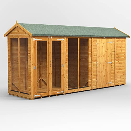 Powersheds High Grade Premium Apex Summer House Combined with 6 ft Storage Wooden Shed with Security Features, PVC Window Sills, Door & Window Flexibility, Extra Thick Timber & Toughened Glass