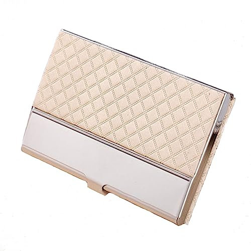 SEIWEI Visitenkartenetui Etui, Professionelle Edelstahl Visitenkartenetui, Slim Metal Pocket Card Holder für Kreditkarte ID Card (Beige)