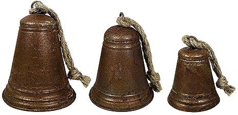 zeitzone Glocken-Set Zink Rostig Weihnachtsglocke 3 Stück Weihnachtsdeko