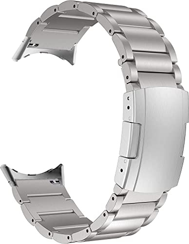 MaKTech Titanarmband für Google Pixel Watch 41mm, Leichtes Gliederarmband | MaKTech Leichtes Business‑Armband, gebürstete Oberfläche, verdeckte Faltschließe, für Google Pixel Watch 4/3/2/1 41mm