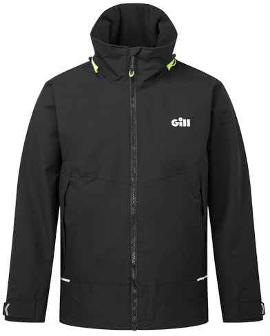 Gill Mens OS3 Coastal Sailing Jacket - Waterproof, Breathable & Stain Repellent (Black, L)