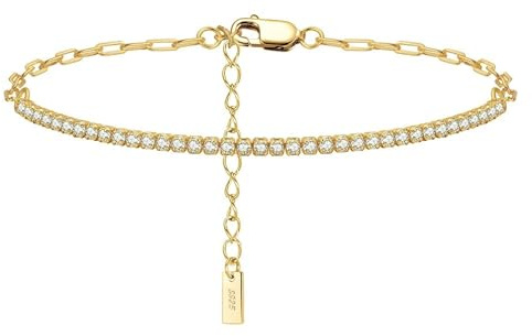 Bellitia Jewelry Tennisarmband Damen Silber 925 Verstellbares Kristall Zirkonia Armbänder Set Glänzender Simulierte Diamant Armkette Klassisches Tennis Armbänder Schmuck Geschenk für Frauen Mädchen