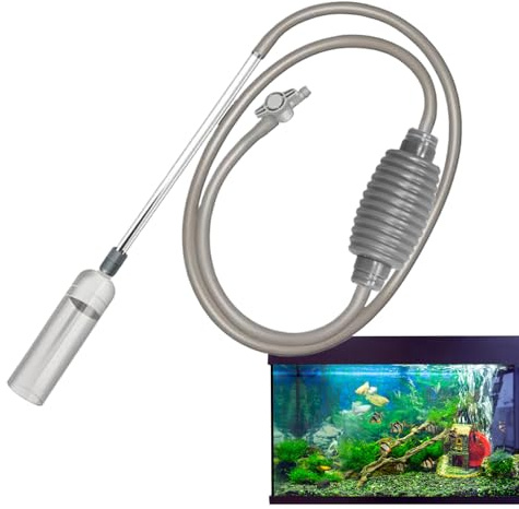 Samuliy Kleiner Aquarium-Kies-Reiniger, Aquarium-Staubsauger, mit langem Schlauch, halbautomatisches Gummi-Reinigungswerkzeug für Schlamm, Kies
