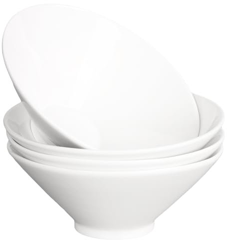 Creativity Home Japanese Style Ramen Bowl 30 oz, Porcelain Lamian Noodles Soup Bowl Salad Bowls Set of 4, Large Soup bowl Bowls for Pho Thai Miso Udon Soup Noodles or Asian Food (8.9 Inch)