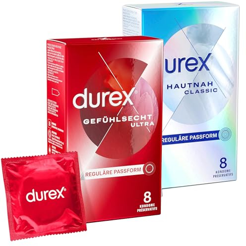 Durex Ausprobier-Set mit Gefühlsecht Ultra Kondomen 8 Stück und Hautnah Kondomen 8 Stück