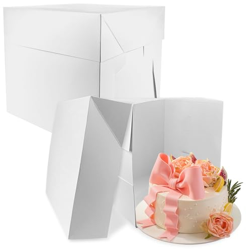 2 Pièces Boite a Gateau, 30 x 30 x 30 cm Goite a Gateau Carton, Boite Gateau avec Couvercle, Boite Gateau Carton, Boite Patisserie Convient pour âteaux Pizzas Beignets Cupcakes Coffrets Cadeaux