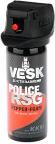 Pfefferspray VESK Police RSG Foam Schaum 50 ml Sprühkopf mit Federdeckelkappe Tierabwehrspray zur Selbstverteidigung