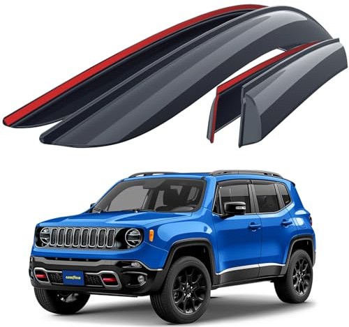 Goodyear Windabweiser für/kompatible mit Jeep Renegade 14-26 - Klebe 4 St. | Regenabweiser Autofenster Regenschutz Jeep Renegade – bruchsicher Polycarbonat, kratzt nicht, wetterfest, frischluft