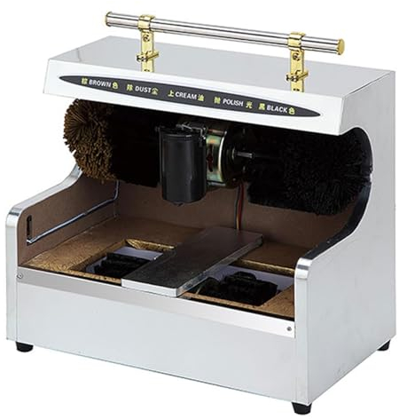 Miuxe Kit Macchina Lustrascarpe - Lucidatrice per Scarpe a Induzione Completamente Automatica, Lustrascarpe Automatica Elettrica Commerciale Pubblica in Acciaio Inossidabile