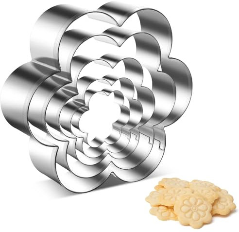 Giantree 5 Stück Ausstechform Blumen, Edelstahl Keksausstecher Fondant Groß, Cookie Cutter Gemüse Obst Set, Donut Ausstecher für DIY Desserts Fondant (Stil 1)