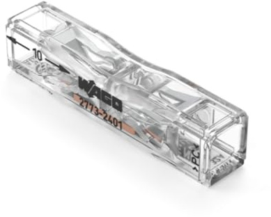 Wago, Beutel mit 10 Inline-Klemmen der Serie 2773, Längshebelklemme für Drähte von 0,5 bis 2,5 mm², Schnelle Installation dank Direktstecksystem, 2 Jahre Garantie | Wago 2773-401 Steckklemme für starre Leiter - 32 A Nennstrom - Platzsparende Installation - Transparentes Gehäuse